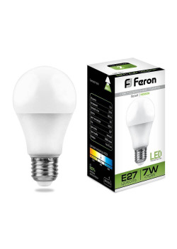 Лампа светодиодная Feron E27 7W 4000K Шар Матовая LB-9125445