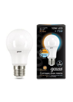 Лампа светодиодная Gauss E27 10W 2700-4100K матовая 102502110-T