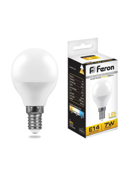 Лампа светодиодная Feron E14 7W 2700K Шар Матовая LB-95 25478