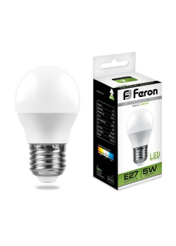 Лампа светодиодная Feron E27 5W 4000K Шар Матовая LB-38 25405
