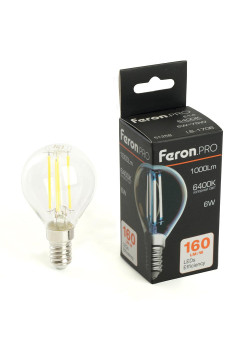 Лампа светодиодная Feron.PRO LB-1706 Шарик E14 1000LM 6W 175-265V 6400K 51258