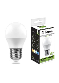 Лампа светодиодная Feron E27 7W 4000K Шар Матовая LB-95 25482