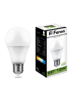 Лампа светодиодная Feron E27 12W 4000K Шар Матовая LB-93 25487