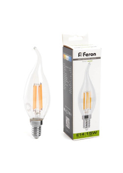 Лампа светодиодная Feron E14 15W 4000K Свеча на ветру Матовая 38263