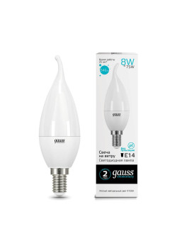 Лампа светодиодная Gauss E14 8W 4100K матовая 34128