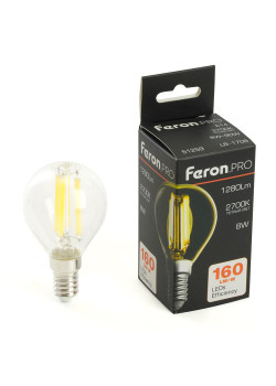Лампа светодиодная Feron.PRO LB-1708 Шарик E14 1280LM 8W 175-265V 2700K 51259