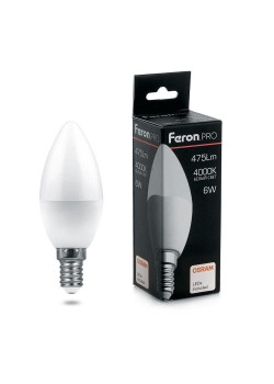 Лампа светодиодная Feron E14 6W 4000K Матовая LB-1306 38045