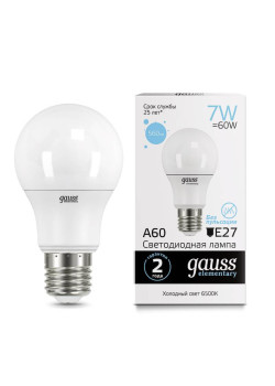 Лампа светодиодная Gauss E27 7W 6500K матовая 23237A