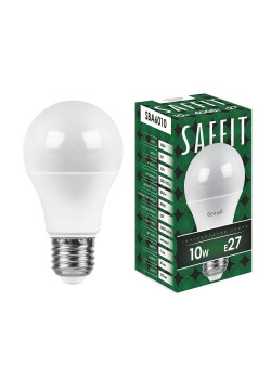 Лампа светодиодная Saffit E27 10W 4000K Шар Матовая SBA6010 55005