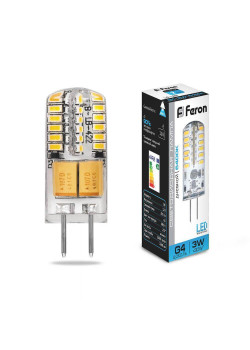 Лампа светодиодная Feron G4 3W 6400K прозрачная LB-422 25533