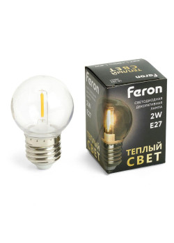 Лампа светодиодная Feron E27 2W 2700K прозрачная LB-383 48931