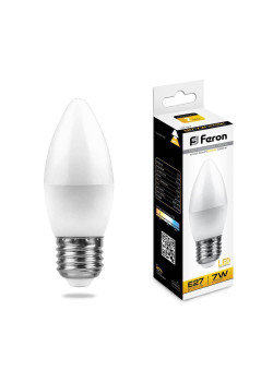 Лампа светодиодная Feron E27 7W 2700K Свеча Матовая LB-97 25758