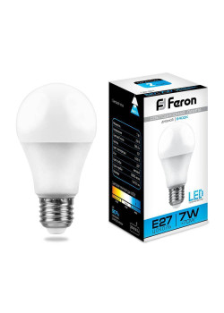 Лампа светодиодная Feron E27 7W 6400K Шар Матовая LB-91 25446