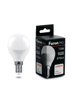 Лампа светодиодная Feron E14 7,5W 6400K матовая LB-1407 38073