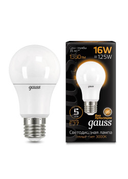 Лампа светодиодная Gauss E27 16W 3000K матовая 102502116