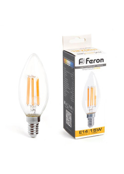 Лампа светодиодная Feron E14 15W 2700K Свеча Матовая 38256