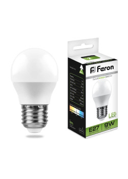 Лампа светодиодная Feron E27 9W 4000K Шар Матовая LB-550 25805
