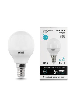 Лампа светодиодная Gauss E14 10W 4100K матовая 53120