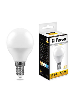 Лампа светодиодная Feron E14 9W 2700K Шар Матовая LB-550 25801