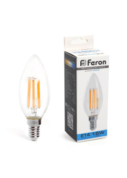 Лампа светодиодная Feron E14 15W 6400K Свеча Матовая 38259