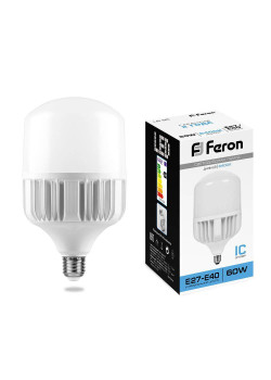 Лампа светодиодная Feron E27-E40 60W 6400K Цилиндр Матовая LB-65 25782