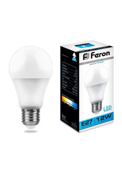Лампа светодиодная Feron E27 12W 6400K Шар Матовая LB-93 25490
