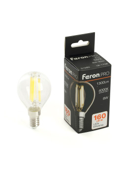 Лампа светодиодная Feron.PRO LB-1708 Шарик E14 1300LM 8W 175-265V 4000K 51260