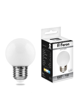 Лампа светодиодная Feron Е27 1W 6400K Шар Матовая LB-37 25115