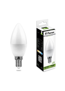Лампа светодиодная Feron E14 7W 4000K Свеча матвоая LB-97 25476