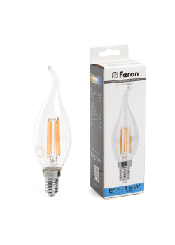 Лампа светодиодная Feron E14 15W 6400K Свеча на ветру Матовая 38264