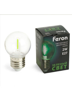 Лампа светодиодная Feron E27 2W зеленый прозрачная LB-383 48935