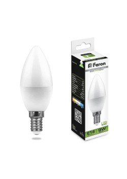 Лампа светодиодная Feron E14 9W 4000K Свеча Матовая LB-570 25799