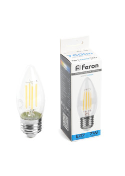Лампа светодиодная Feron LB-66 Свеча E27 7W 6400K 38272