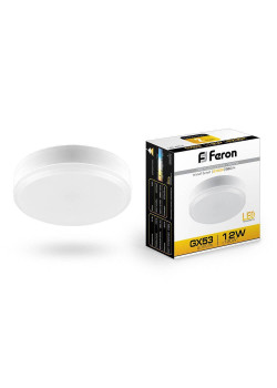 Лампа светодиодная Feron GX53 12W 2700K Таблетка Матовая LB-453 25833