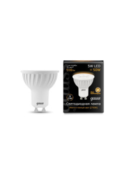 Лампа светодиодная Gauss GU10 5W 3000K матовая 101506105