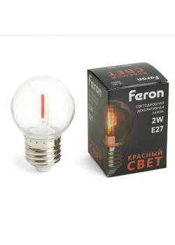 Лампа светодиодная Feron E27 2W красный прозрачная LB-383 48933