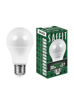 Лампа светодиодная Saffit E27 20W 6400K Шар Матовая SBA6020 55015