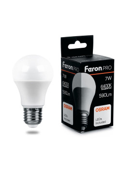 Лампа светодиодная Feron Pro E27 7W 6400K матовая LB-1007 38025