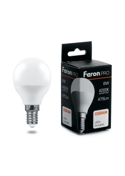 Лампа светодиодная Feron E14 6W 4000K Матовая LB-1406 38066