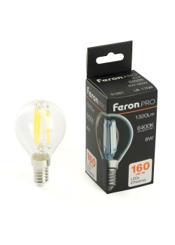 Лампа светодиодная Feron.PRO LB-1708 Шарик E14 1320LM 8W 175-265V 6400K 51261