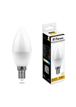 Лампа светодиодная Feron E14 7W 2700K Свеча Матовая LB-97 25475