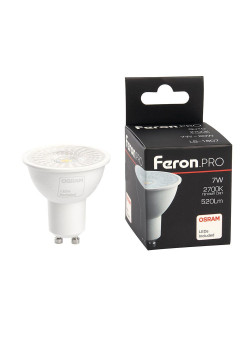 Лампа светодиодная Feron GU10 7W 2700K прозрачная LB-1607 38182