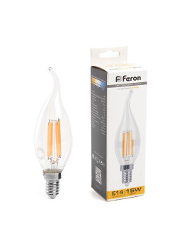 Лампа светодиодная Feron E14 15W 2700K Свеча на ветру Матовая 38261