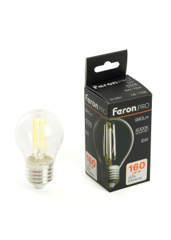 Лампа светодиодная Feron.PRO LB-1706 Шарик E27 980LM 6W 175-265V 4000K 51251