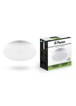Лампа светодиодная Feron GX53 12W 4000K Таблетка Матовая LB-453 25835