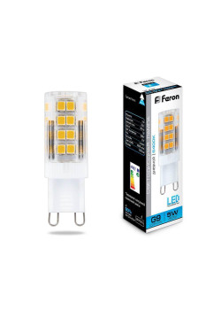 Лампа светодиодная Feron G9 5W 6400K прозрачная LB-432 25771