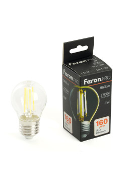 Лампа светодиодная Feron.PRO LB-1706 Шарик E27 960LM 6W 175-265V 2700K 51250