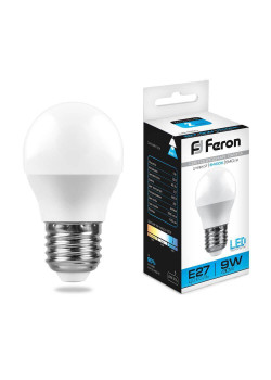 Лампа светодиодная Feron E27 9W 6400K Шар Матовая LB-550 25806