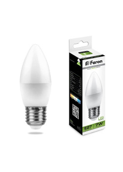 Лампа светодиодная Feron E27 7W 4000K Свеча Матовая LB-97 25759