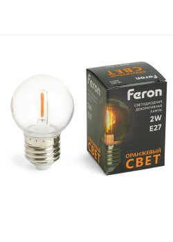 Лампа светодиодная Feron E27 2W оранжевый прозрачная LB-383 48932
